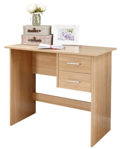 GFW Panama 2 Drawer Desk. Computer Office Desks With Storage Drawers. One Size, Oak