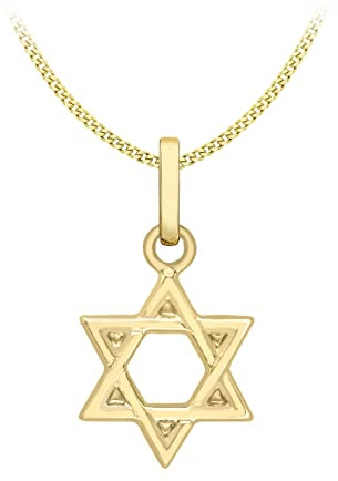 CARISSIMA Women's 9ct Yellow Gold Star of David Pendant on Curb Chain of 46cm/18