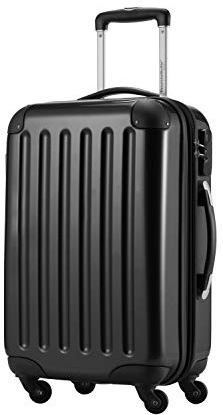 Alex - Handgepäck, 55 x 38 x 23 cm, 4 Rollen, 42 Liter, Reisekoffer, Hartschalenkoffer, Rollkoffer, Bordgepäck Koffer, erweiterbar, Schwarz