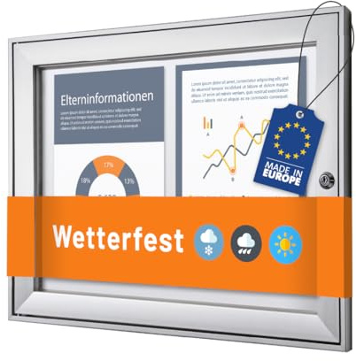 Schaukasten außen 2x DIN A4 | wetterfest | abschließbarer Infokasten mit SAN-Scheibe | beschreibbare magnetische Rückwand | ideal für Außenbereich & Outdoor Wand-Montage