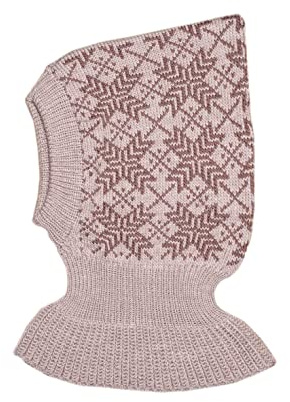 100% Merino Wool Balaclava Children Knit Winter hat Scarf ski (S, Beige-Brown)