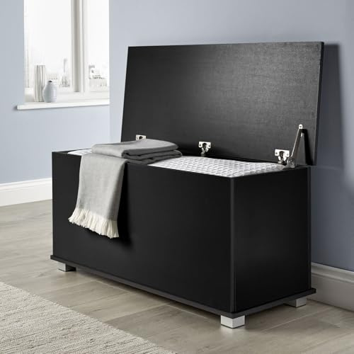 Home Source Ottoman Storage Toy Chest Bedding Blanket Box, Black, 99cm