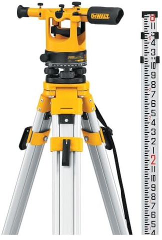 DEWALT Transit Level with Tripod, Rod, and Carrying Case, 20X Magnification (DW092PK)