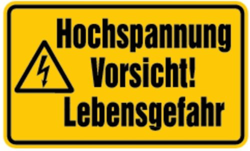 LEMAX® Warnschild, Hochspannung Vorsicht! Lebensgefahr | Alu geprägt | 300x200 mm, 1 Stk