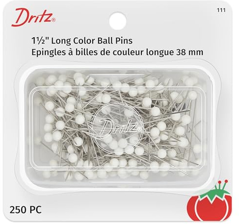 Dritz 111 Color Ball Pins, Long, 1-1/2-Inch (250-Count),White