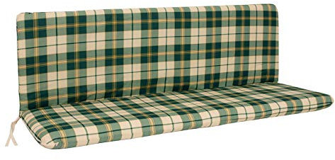 DEGAMO Auflage Gartenbankauflage Boston für Bank 3-sitzig 138cm, mit Rückenteil, grün - beige kariert