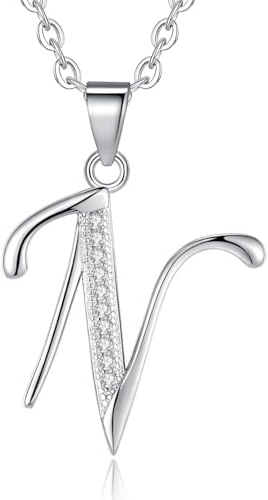 VIKI LYNN Sterling Silber 925 Kette Halskette mit Silber und Zircon Buchstabe Alphabet Anhaenger