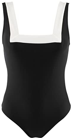 Janine Robin - Maillot de Bain 1 pièce Encolure carrée Sculptant Java 44 - Noir - Marque Française - Haute Qualité