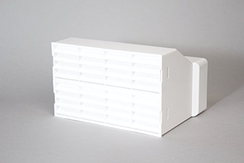 NaplesUK 220mm x 90mm Megaduct Flat Channel Ducting Double Airbrick Adaptor - White with Two White Grille Inserts