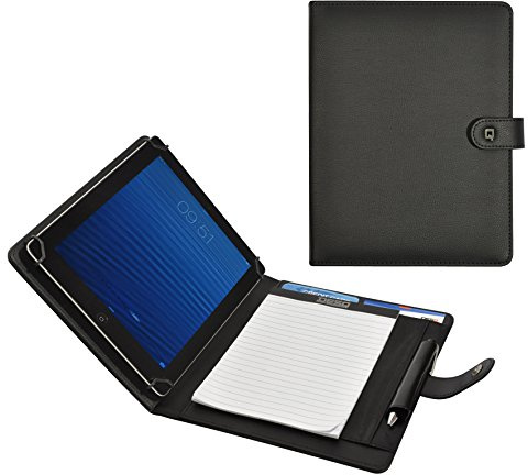 DESQ® Carpeta de Escritura - Funda para Tablet, Soporte Universal de 7 a 10,4 Pulgadas, Cierre Magnético, 2 Ranuras para Tarjetas, Soporte para Bolígrafo, Bloc de Notas Incluido, Negro, Dutch Design