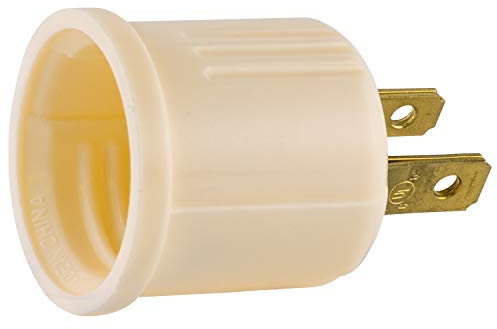 Power Gear Polarized Socket Adapter, Converts Outlet to Lamp Socket, Perfect for Workshop, Garage or Utility Room, Polarized Plug, UL Listed, Light Almond, 54173