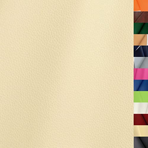 TOLKO 1m Kunstleder Meterware | weiches Premium Lederimitat für Stuhl Bank Sessel Sofa Sitzbezug Bezugstoff in Rindsleder Optik 140cm breit Polsterstoff Polsterbezug Möbelstoff (Beige)