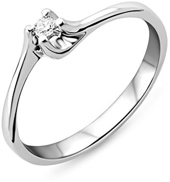 MIORE Damen-Ring 375 Weißgold mit Brillant 0.04ct M9004RM Gr. 56