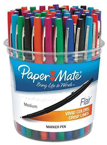 Paper Mate Flair Felt Tip Marker Pen, Assorted Ink, Medium, 48 Pens/Set (PAP4651)