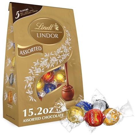 Lindt LINDOR Assorted Chocolate Candy Truffles, 15.2 oz. Bag