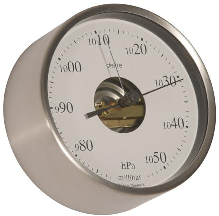 Barometer, Design Mogens Clausen, Gehäuse Edelstahl, gebürstet, weisses Zifferblatt