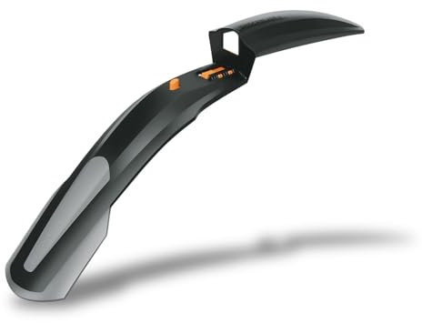 SKS GERMANY SHOCKBLADE 26 + 27.5 front mudguard with wide spoiler, bike accessories for mountain bikes (quick-release fastening, splash guard made of 2-component plastic), black