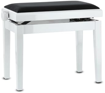 GEWA Pianobank Deluxe, Massivholz, höhenverstellbar, weiß hochglanz