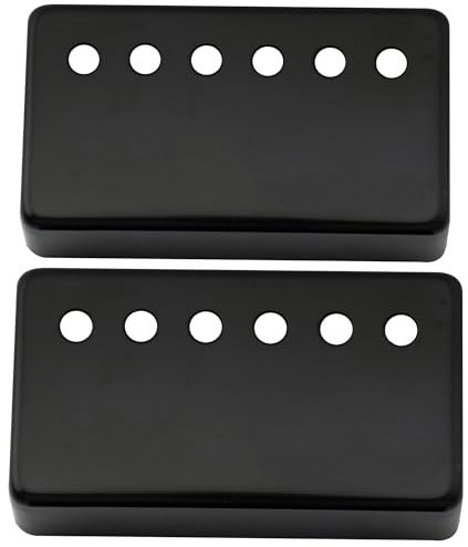 Musiclily Basic 50mm Humbucker Cover Hals Tonabnehmer Kappe Schwarz 2 Stück | Metall,für E-Gitarre
