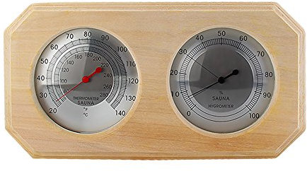ele ELEOPTION Wooden Sauna Hygrothermograph Thermometer Hygrometer Sauna Room Accessory (Square) (A)