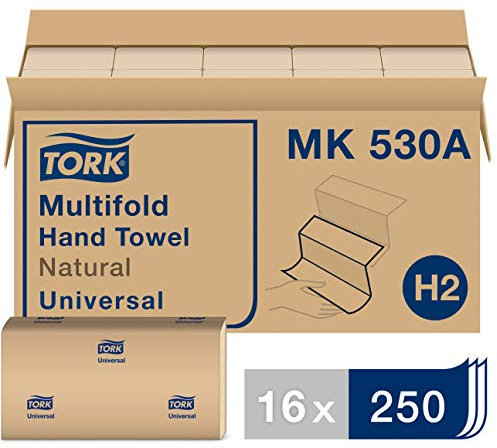 Tork Asciugamano multiplo naturale H2, universale, 100% fibre riciclate, 16 x 250 fogli, MK530A