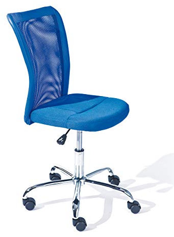 Inter Link - Sedia da ufficio per bambini - Sedia ergonomica girevole - Altezza regolabile - Base in metallo cromato - Rivestimento in tessuto Mesh traspirante - Girevole a 360° - Blu - Bonnie