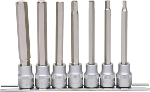 KS Tools 911.1560 3/8 Bit-Stecknuss-Satz Innensechskant, lang, 7-tlg., Farbe