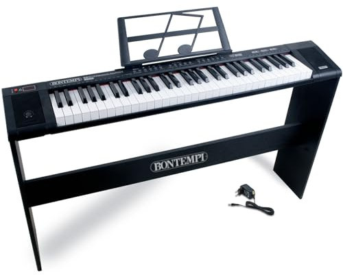 Bontempi | ProKey Master - Eccellenza Musicale con Piano Digitale a 61 Tasti, Gambe in Legno e Connettività Avanzata, 1100x210x730 mm