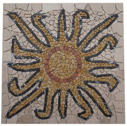 Marmor Rosone 60x60 Sonne Mosaik Einleger Naturstein Rosso Verona Fliesen SUN