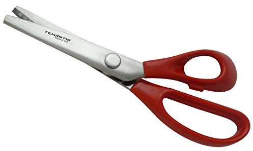 Tenartis 220 Forbici Zig Zag, Tagliacampioni 21 cm con Manico in Plastica Rossa e Custodia in PVC - Made in Italy