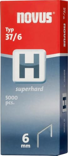 Novus Feindrahtklammern 6 mm superhart, für Hammertacker, XL-Packung mit 5000 Tacker-Klammern, Typ 37/6, Stahldraht