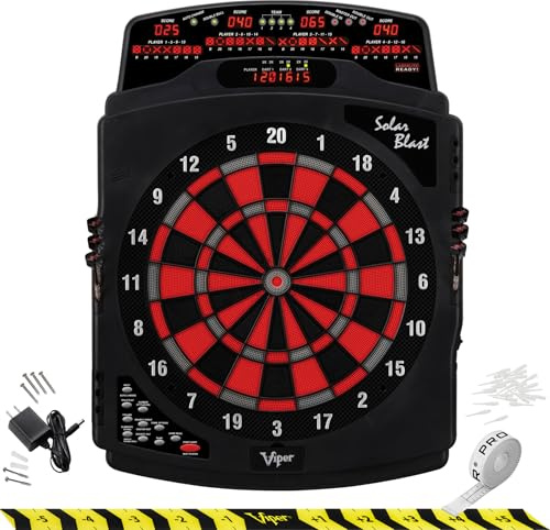 Viper Solar Blast Electronic Dartboard, 15.5 in Regulation Target, 43 Games, 16 Players, LED Scoreboard, 6 Darts Included, Black
