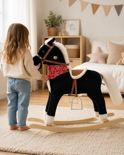 Sweety-Toys 6250 Blacky - Caballo balancín con Boca y Cola móviles, 2 Sonidos