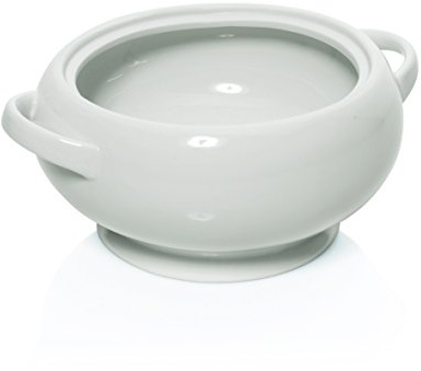 Terrine aus Porzellan, ohne (Inhalt: 2,5 ltr., Höhe: 11 cm, Ø 21,5 cm) oder mit Deckel (Inhalt: 2,5 ltr., Höhe: 16,5 cm, Ø 21,5 cm) - Deckel mit Löffelausschnitt (Ohne Deckel)