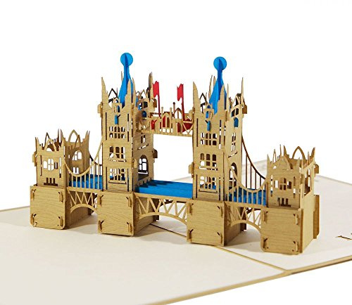 3D KARTE London Tower Bridge I Pop-Up Karte als Reisegutschein, Geburtstagskarte, Geldgeschenk, Grußkarte I Klappkarte als Glückwunschkarte, Urlaubskarte, England Souvenir