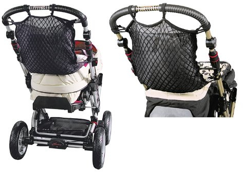 Sunnybaby 19255 Kinderwagen-Einkaufsnetz mit Sichtschutz und Anker und Feuchttasche - Farbe: SCHWARZ