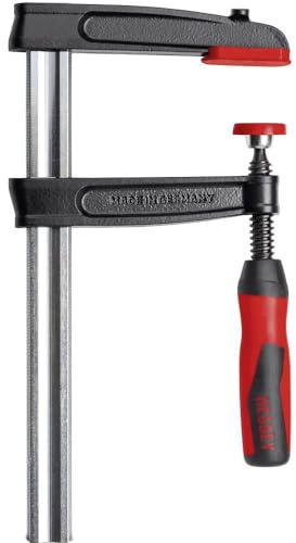 BESSEY Tempergusszwinge TPN20BE-2K | 200 mm Spannweite | 100 mm Ausladung | Robuste Zwinge mit stabiler Schiene ermöglicht präzises und sicheres Fixieren der Werkstücke bei zuverlässiger Handhabung