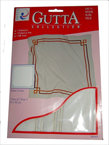 ARTY'S Gutta Collection - Motiv: Frame Corner - Crepe de Chine 5, ca. 90x90cm, rollierte Ränder (Gutta Gold)