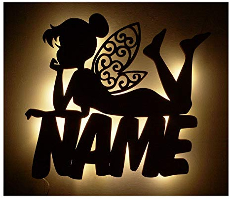 Namofactur Feen Geschenke Led Deko Lampen Nachtlicht Fee Schutz-Engel mit Namen als Geburtsgeschenk-e Beleuchtung Kommunion Taufe Geburt Geburtstag für Kinder Babys Mädchen Frauen