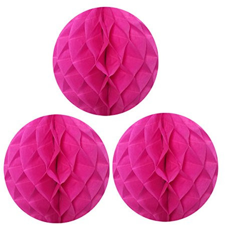 Wrapables 10 Set of 3 Tissue Honeycomb Ball Party Decorations for Weddings, Birthday Parties, Baby Showers, and Nursery Décor, Hot Pink
