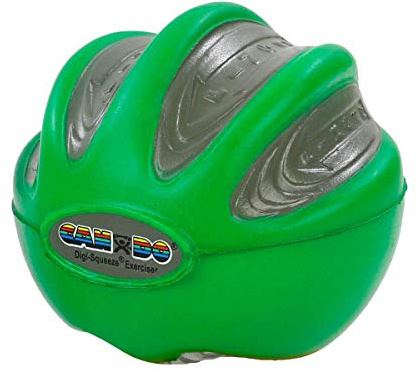 CanDo Digi-Squeeze Exerciceur de Main – Petite balle de renforcement de la prise en main, résistance modérée verte, outil pour la dextérité et la coordination des doigts