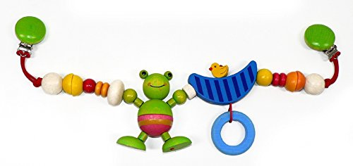 Rudolphs Schatzkiste Babyspielzeug Kinderwagenkette Frosch mit Ente BxLxH 520x40x100mm NEU Stubenwagen Kette Babywagen Baby Figur Clip Befestigung Clipse Holzfigur Holzspielzeug Holzgestaltung