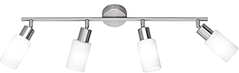 RL LIVE YOUR LIGHT Reality Leuchten Deckenleuchte Mars R80014007, Nichel Opaco/Bianco, 4 x E14