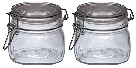 Set di 2 barattoli da 0,5 l con chiusura ermetica e guarnizione in gomma