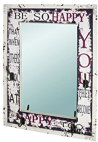 HAKU Wandgarderobe Vintage, MDF, Metall, Spiegel - Maße: B 55 x H 75 x T 8 cm, Style: Industrial