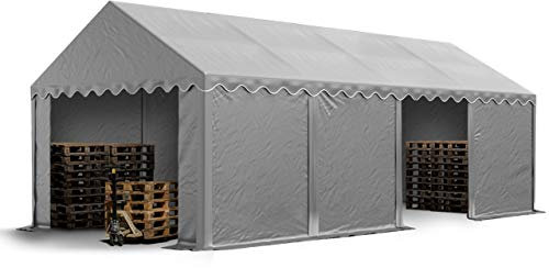 TOOLPORT Tendone deposito 4x8 m PVC 700 N grigio impermeabile tenda capannone tenda di stoccaggio