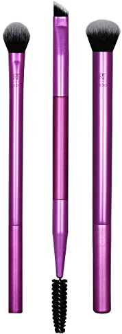 Real Techniques Eye Shade and Blend Makeup Brush Trio, For Eyeshadow and Liner, Makeup Tools for Shaping and Grooming Brows, Defined Makeup Look, Synthetic Bristles, Vegan and Cruelty-Free, 3 Count