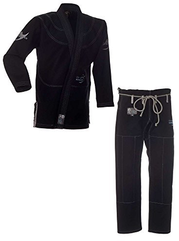 Ju-Sports BJJ Anzug Pearl Competition superlight Black A5 I Superleichter Brazilian Jujutsu Anzug mit kontrastierenden Nähten & edlen Stickverzierungen I BJJ Gi Herren I 100% Baumwolle