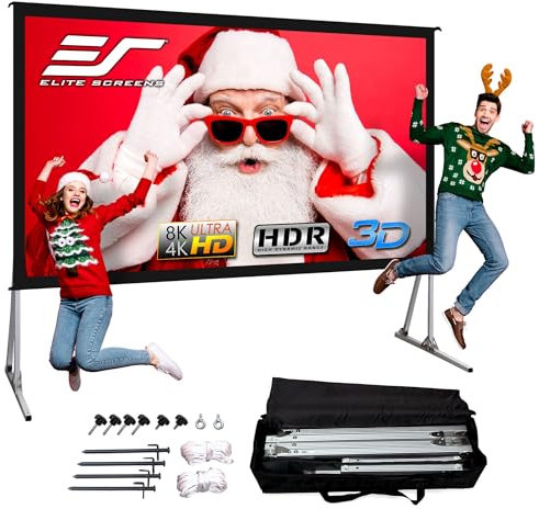 Elite Screens OMS120H2 Yard Master 2 Mobile Outdoor Leinwand, 304 cm (120 Zoll) Weiß/schwarz