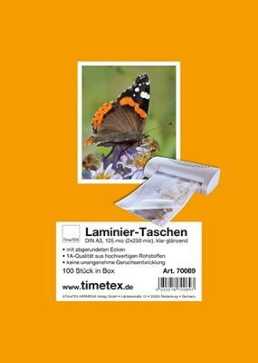 TimeTex Laminiertaschen DIN A3-2 x 125 mic/Mikron - klar - 100 Stück Laminierfolien - TimeTex 70089